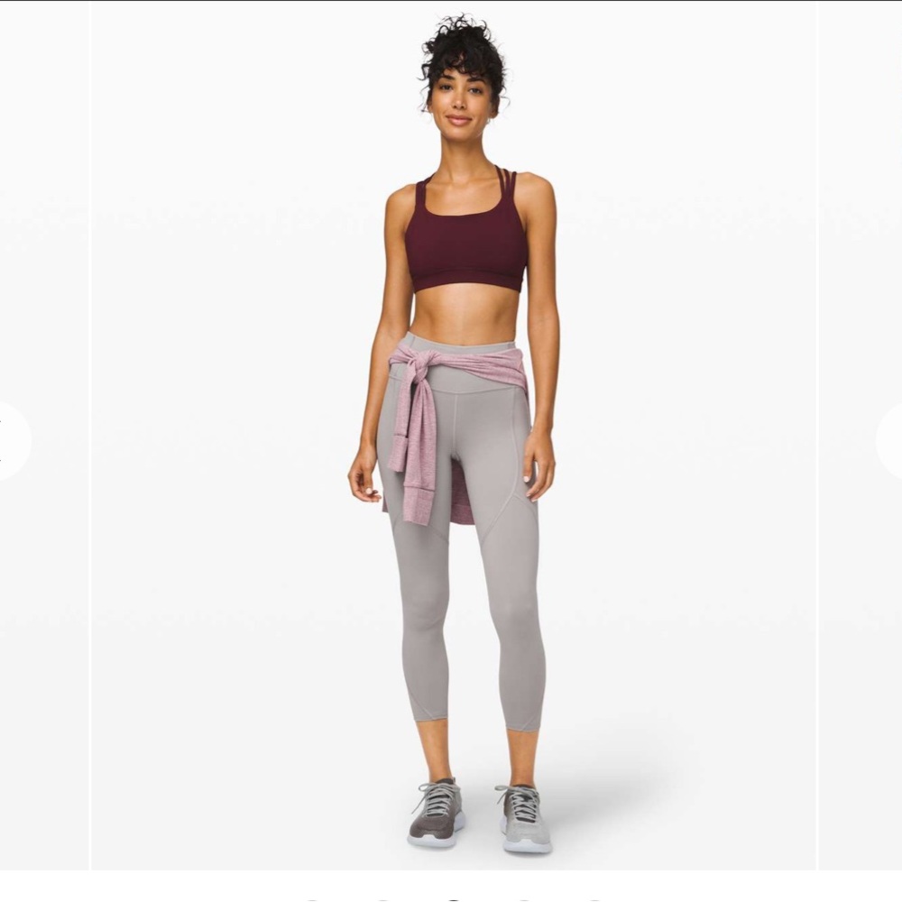 Like New Lululemon To The Beat Tight 24” Dark Chrome Grey Lilac Cropped Leggings